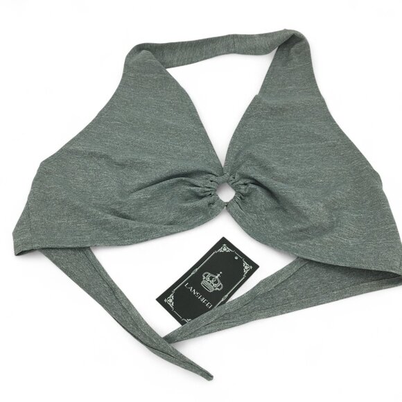 Lanshifei Gray Halter Top Bralette Unlined No Wire Size M - Picture 1 of 7